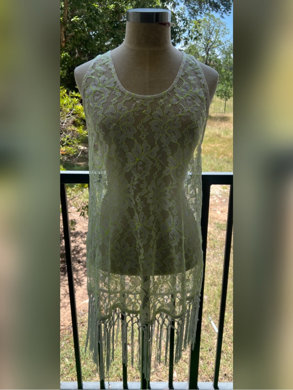 Women's Size S/M Francesca’s Lace Racerback Swimsuit Coverup With Tassels